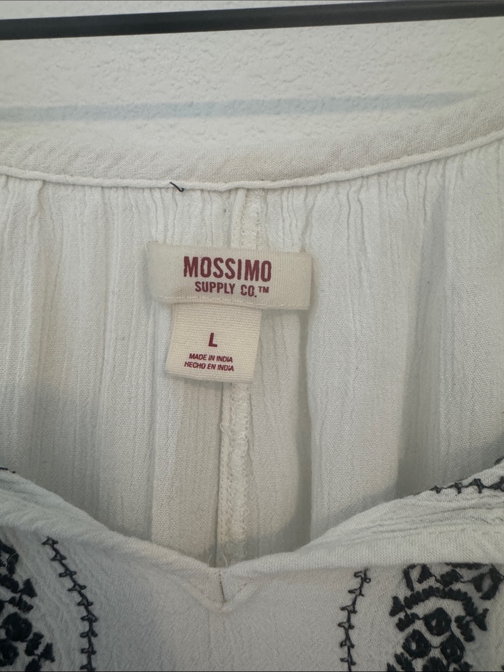 Missoni White Boho Peasant Top with Black Embroidery N0113 - Picture 2 of 3